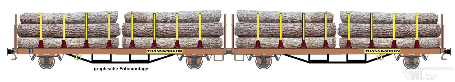 NPE NW52209 - Flachwagen Laas DBAG Ep.V/VI Transwagon ExTe mit Holz TT 1:120